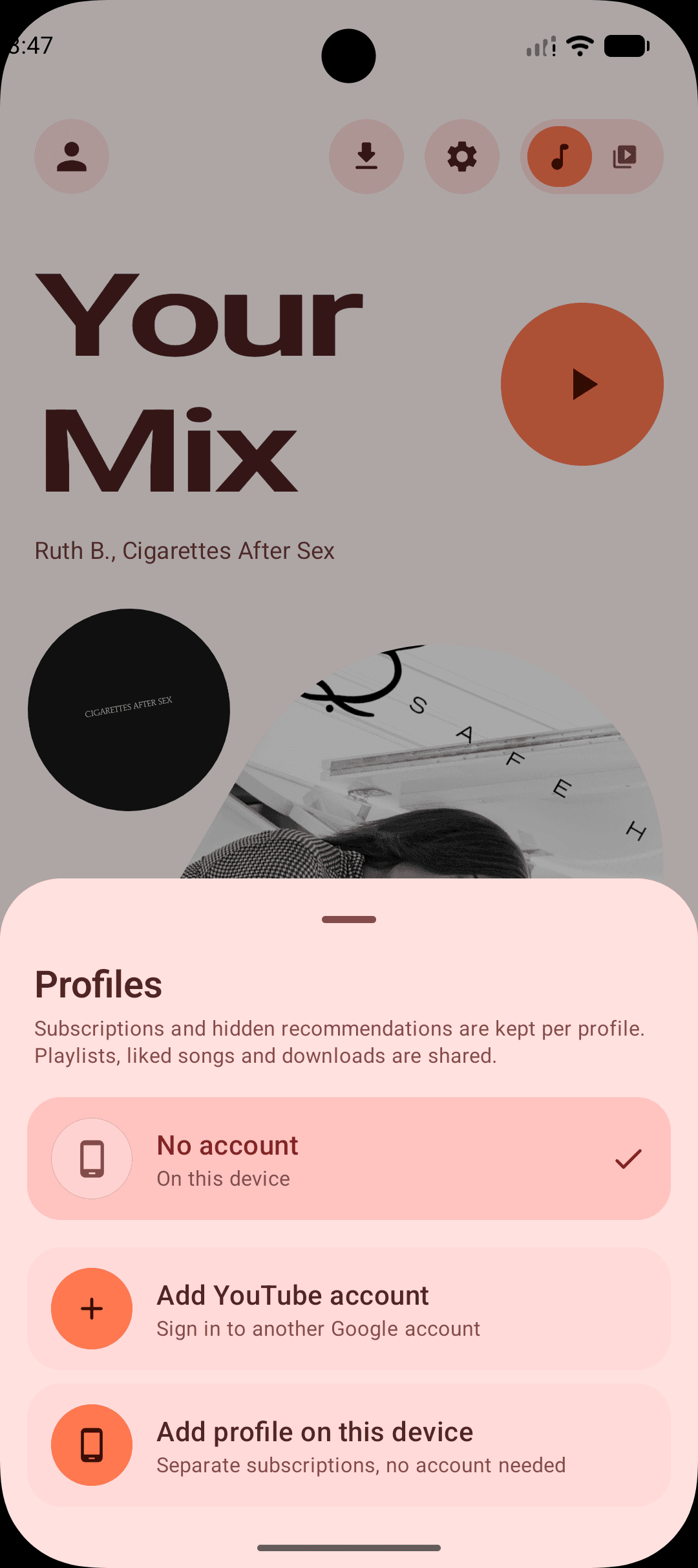 Profiles — Signed out is a profile