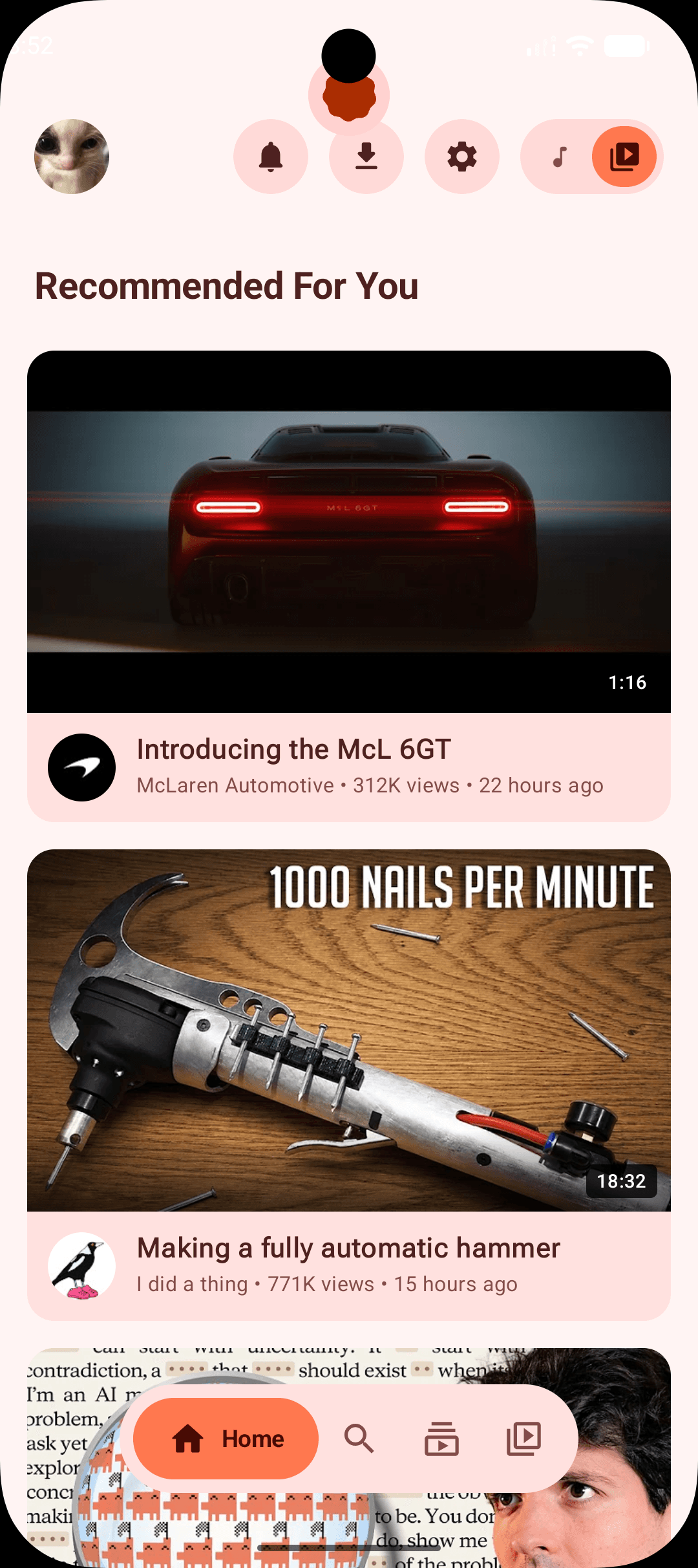 Video — A personalized feed